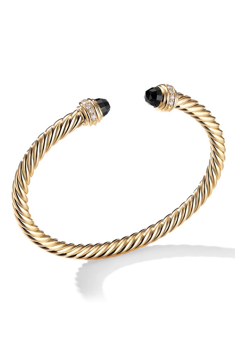 David Yurman Cable Classics Bracelet with Semiprecious Stones & Diamonds, 5mm, Alternate, color, Yellow Gold/ Diamond/ Black