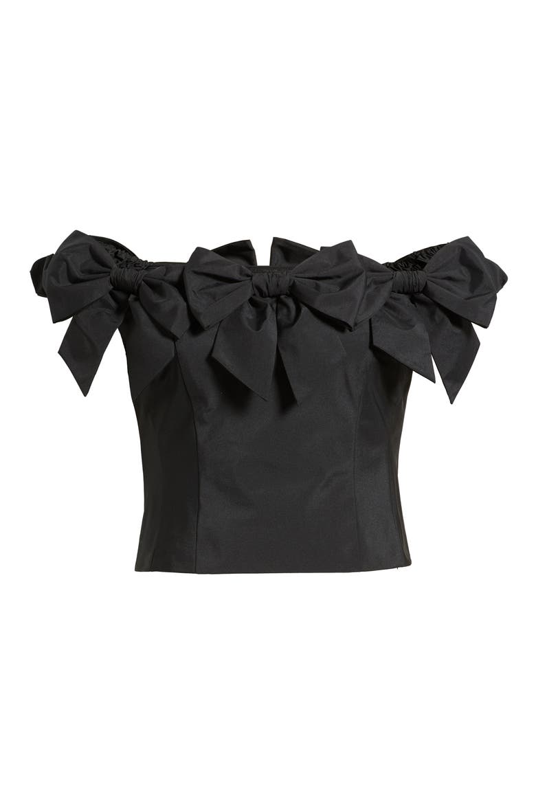 Winston Bow Off the Shoulder Crop Top, Alternate, color, BLACK