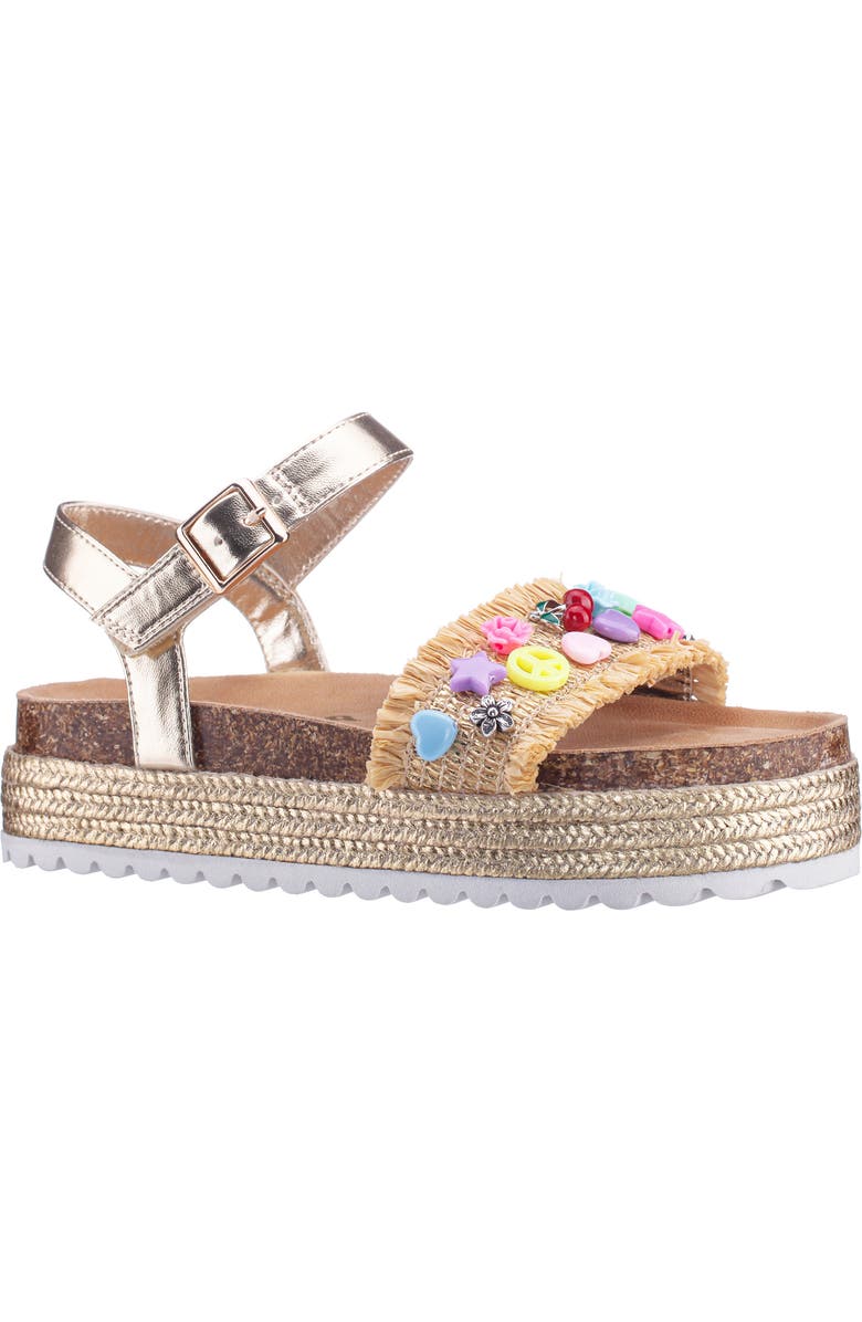 Nina Kids' Vento Beaded Raffia Flatform Sandal, Main, color, Natural Raffia