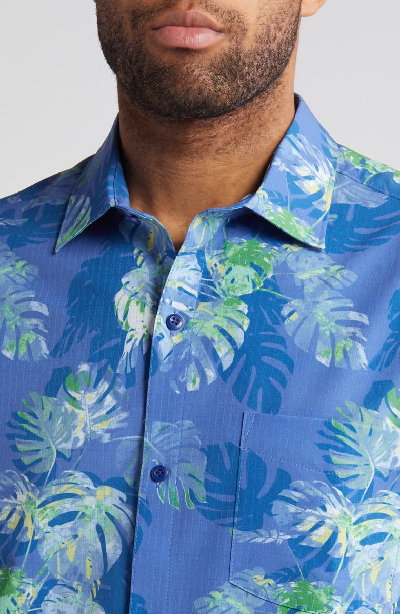 Tommy Bahama Bahama Coast Marina Fronds Short Sleeve Button-Up Shirt, Alternate, color, Capri Blue