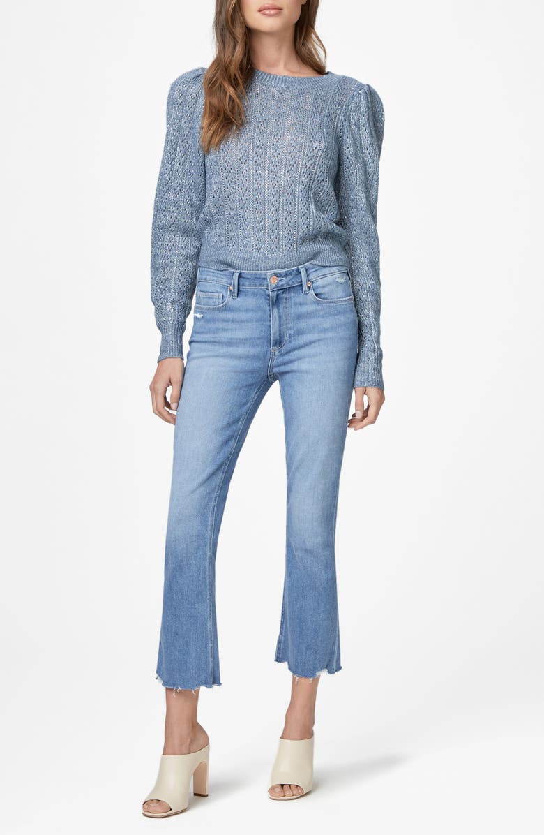 PAIGE Colette Raw Hem Crop Flare Jeans, Alternate, color, Austyn Destructed W/ Live Hem