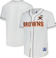 STARTER Men's Starter White Cleveland Browns Relay Vintage Full-Button Baseball Jersey
