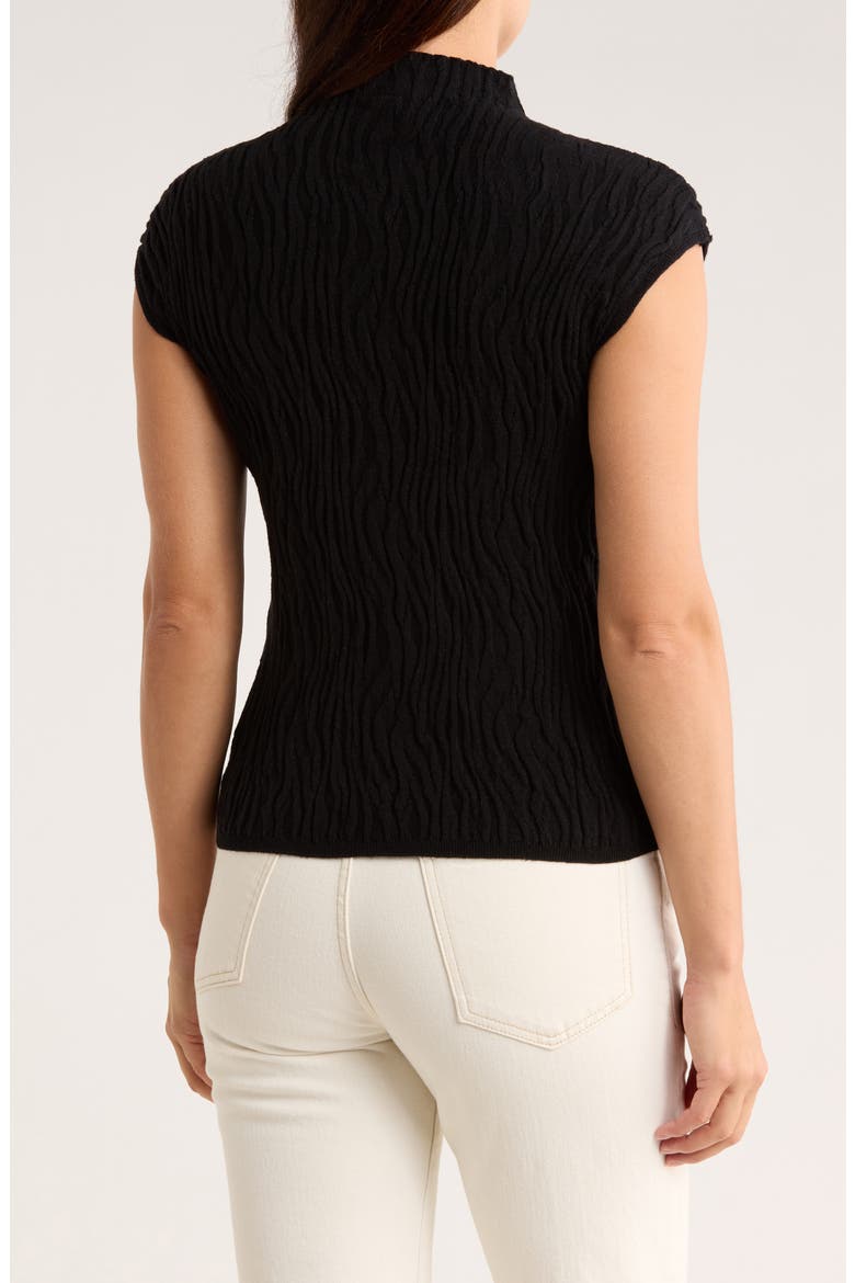 Animal Jacquard Stripe Cap Sleeve Sweater, Alternate, color, BLACK
