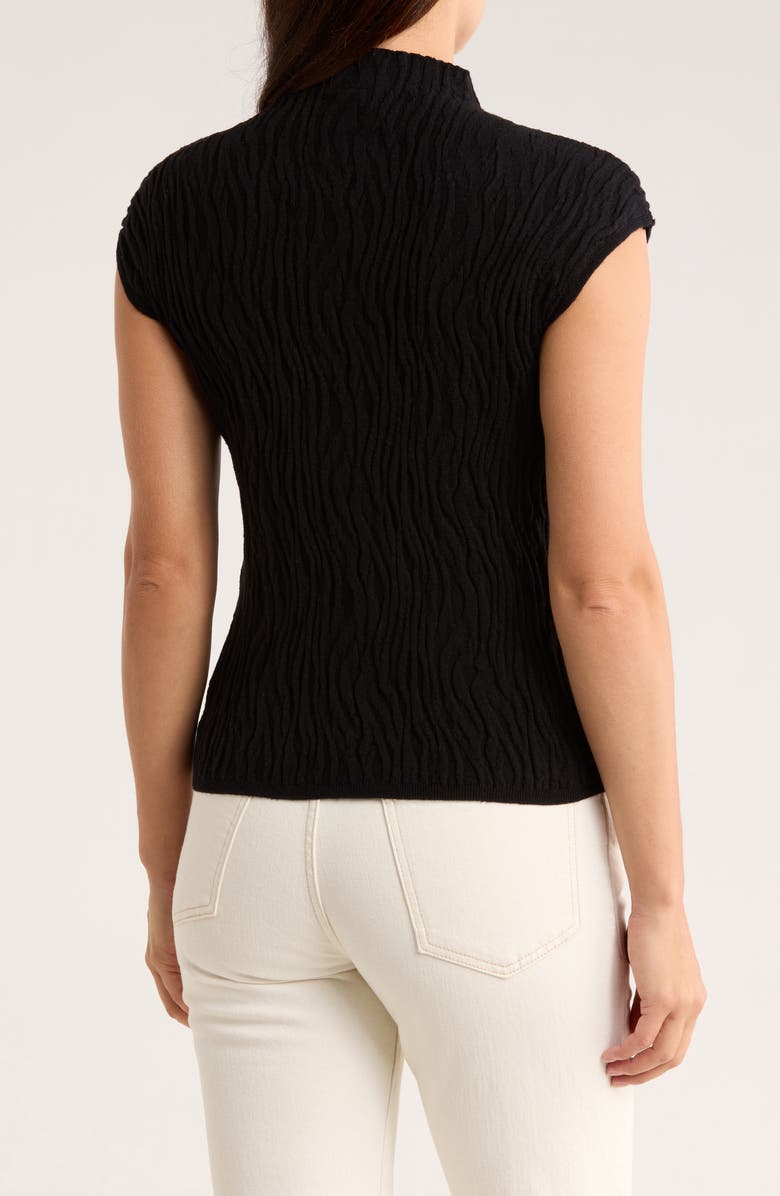 Bobeau Animal Jacquard Stripe Cap Sleeve Sweater, Alternate, color, Black