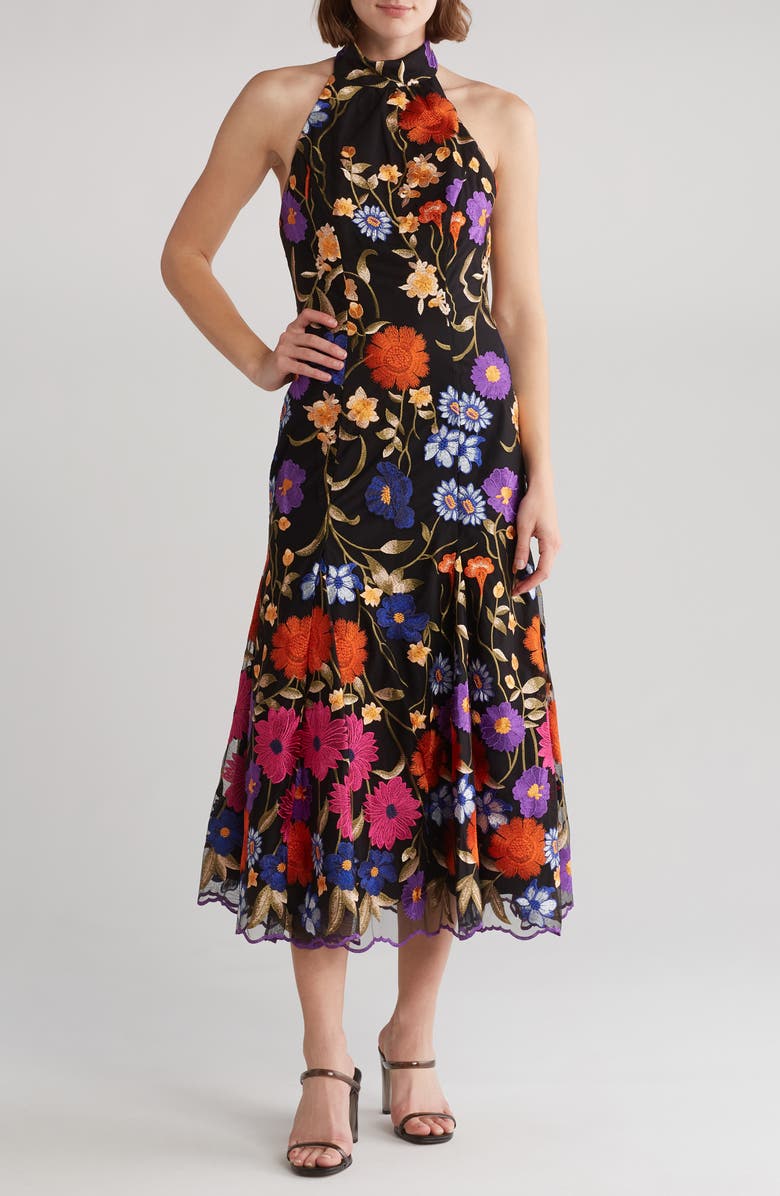 Milly Penelope Foliage Midi Halter Dress, Main, color, 