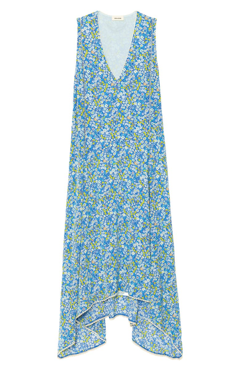 Zadig & Voltaire Rerol Floral Sharkbite Hem Dress, Alternate, color, Pear
