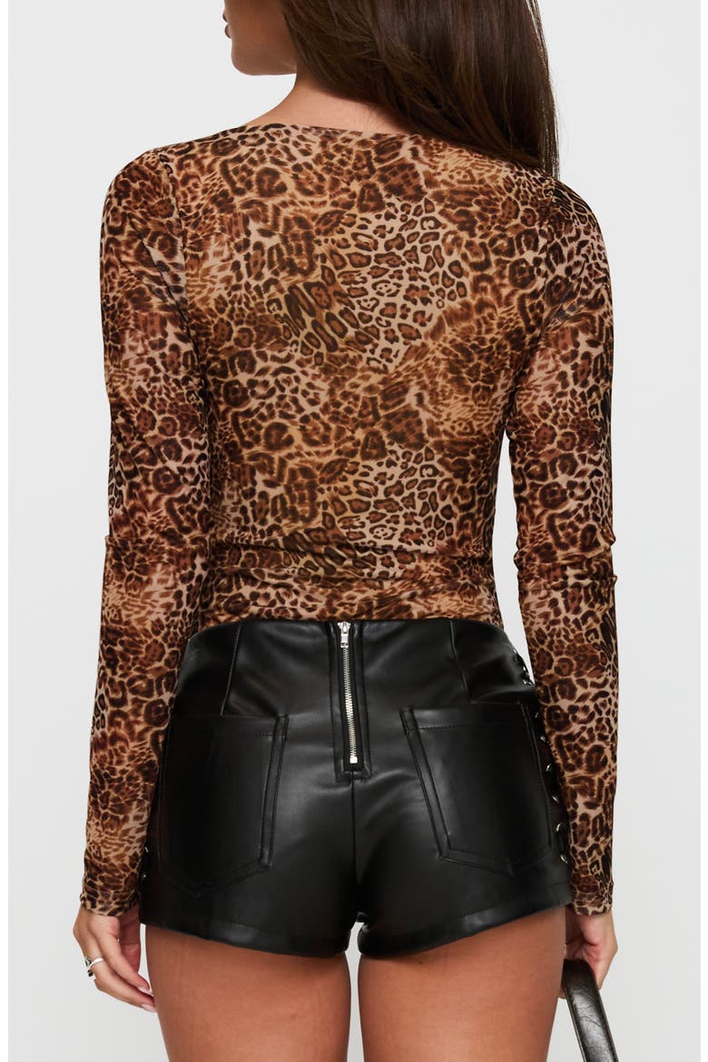 Elixia Leopard Print Long Sleeve Bodysuit, Alternate, color, LEOPARD