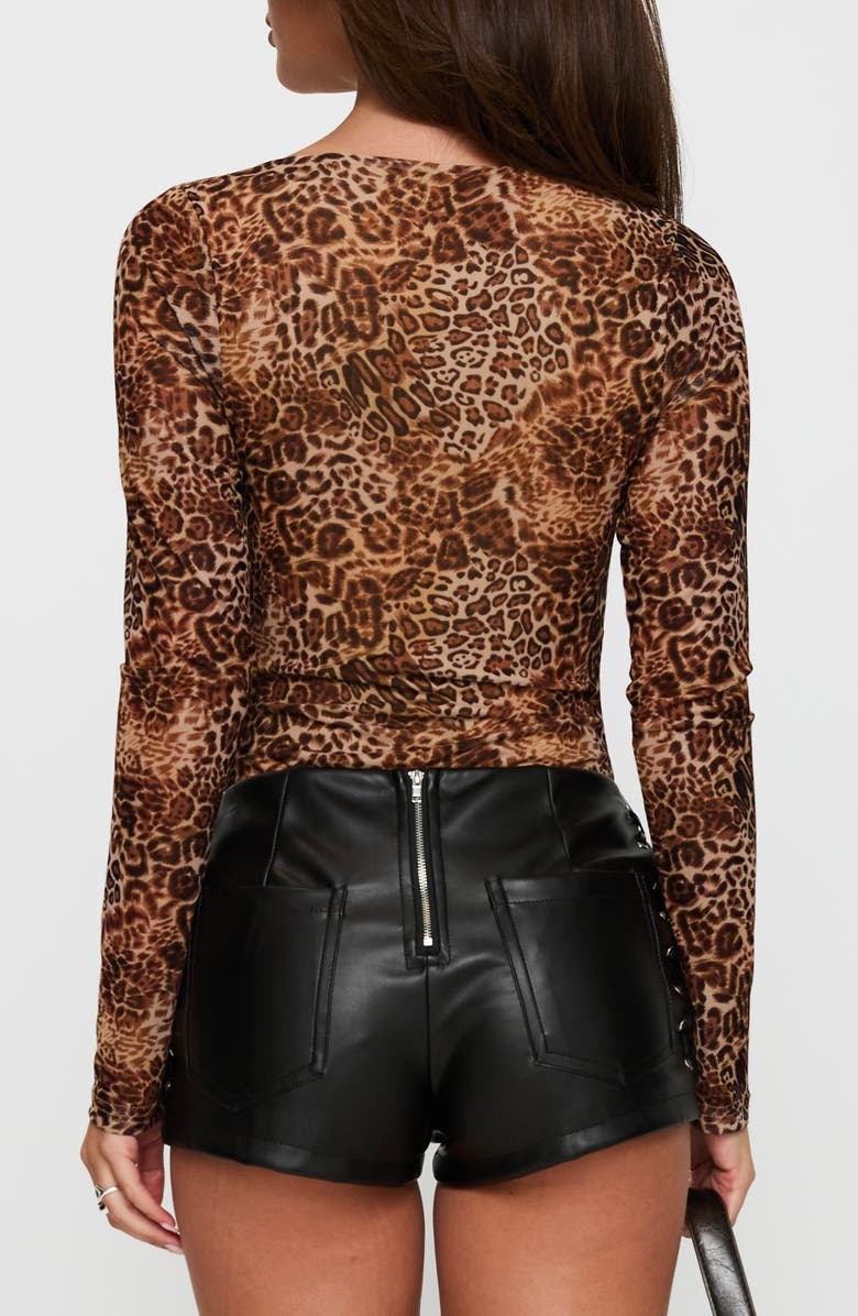 Princess Polly Elixia Leopard Print Long Sleeve Bodysuit, Alternate, color, Leopard