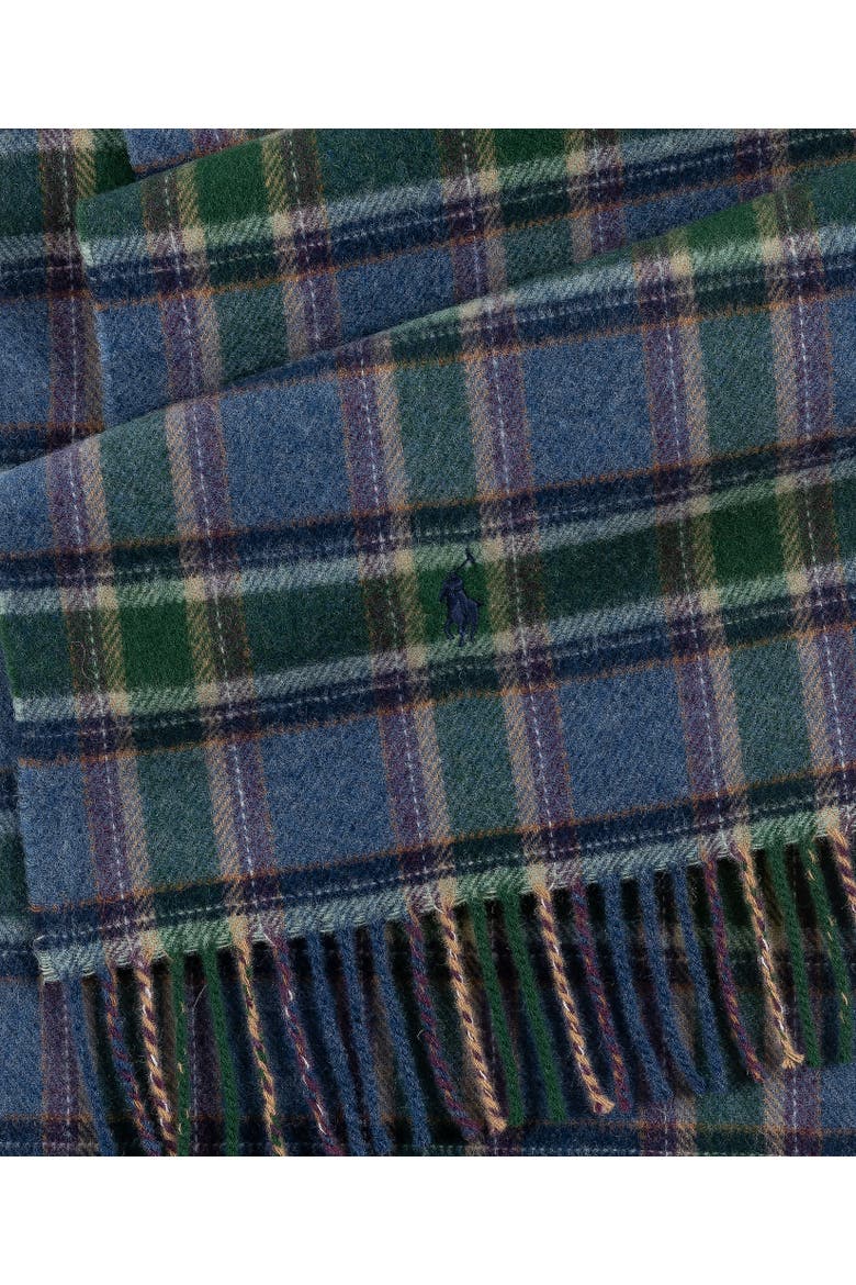 Recycled Classic Plaid Scarf, Alternate, color, Rustic Navy Multi