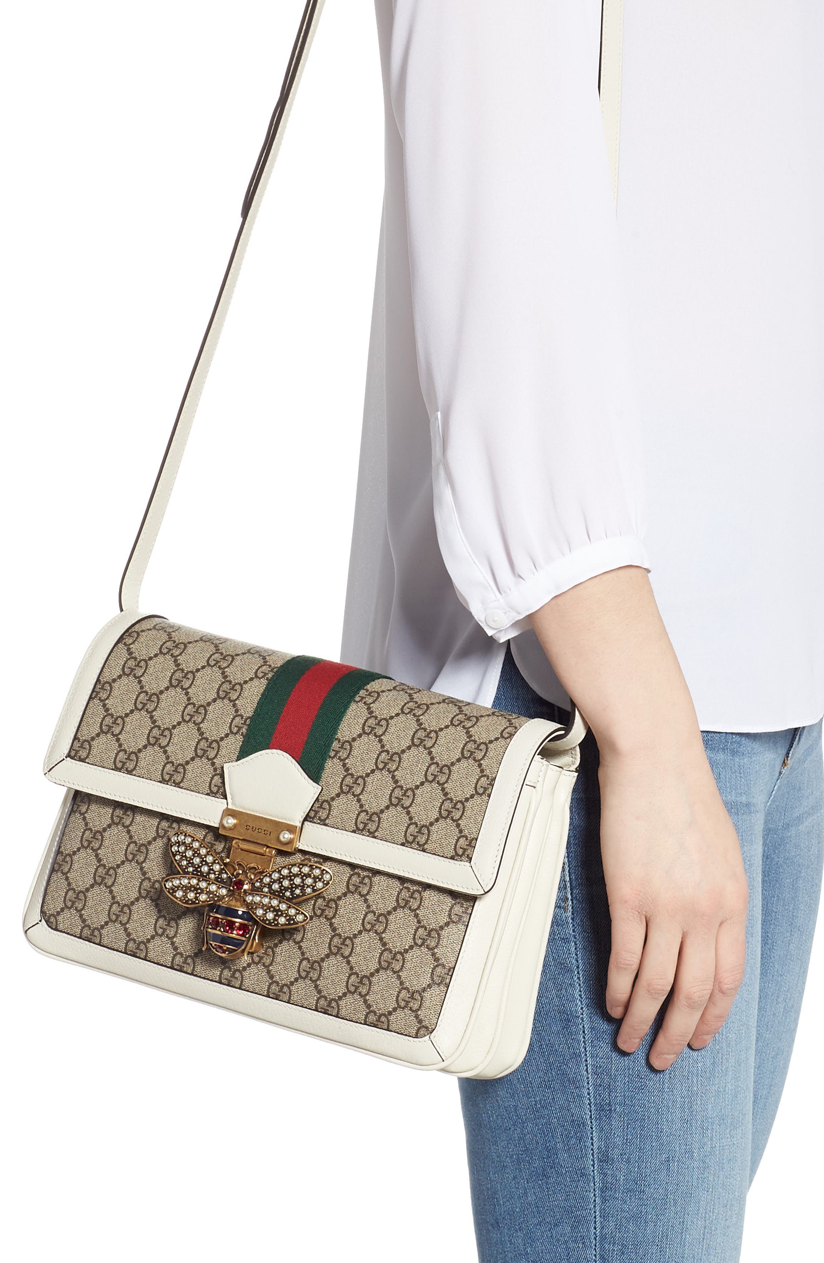 Queen Margaret GG Supreme Small Crossbody Bag, Alternate, color, BEIGE EBONY/ MYSTIC WHITE