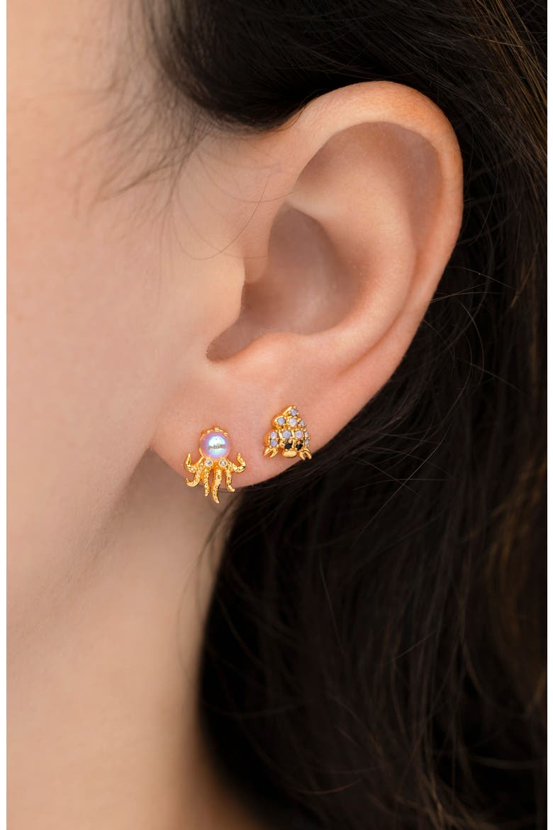 Shell Animal Stud Earring Set, Alternate, color, GOLD