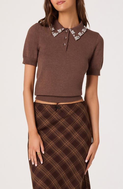 Astr The Label Imitation Pearl Detail Sweater In Brown