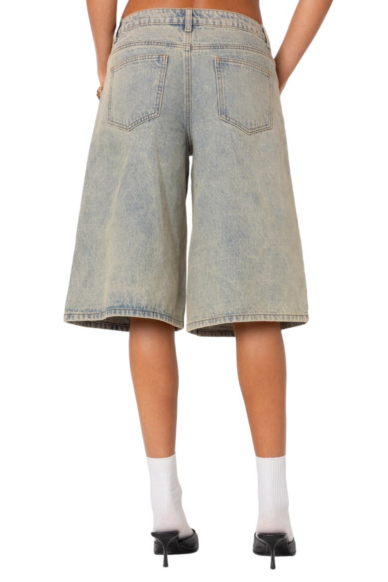 Xtra Long Acid Wash Nonstretch Denim Bermuda Shorts, Alternate, color, BLUE