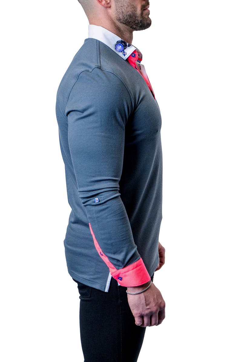 Maceoo Newton Pinkcuff Grey Long Sleeve Polo, Alternate, color, 