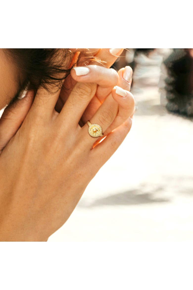 Gemstone & Diamond Halo Ring Yellow-Plated, Alternate, color, Citrine