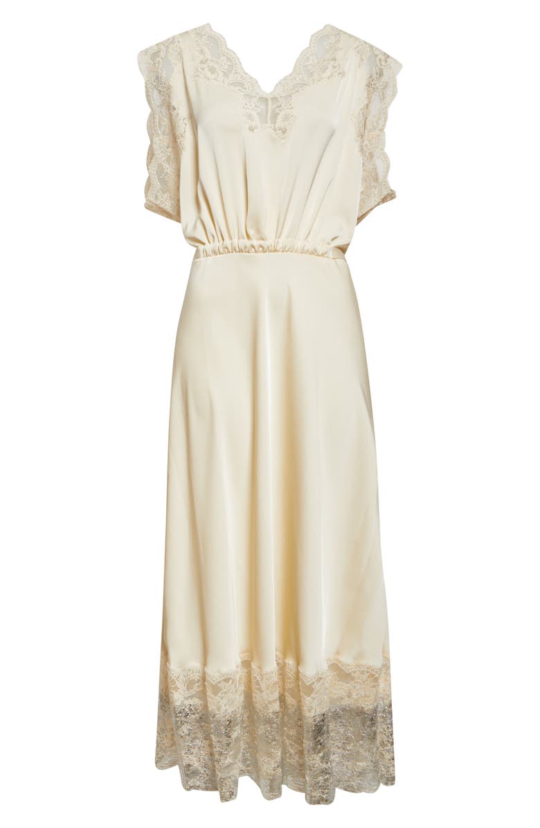 Rabanne Lace Trim Satin Dress, Alternate, color,