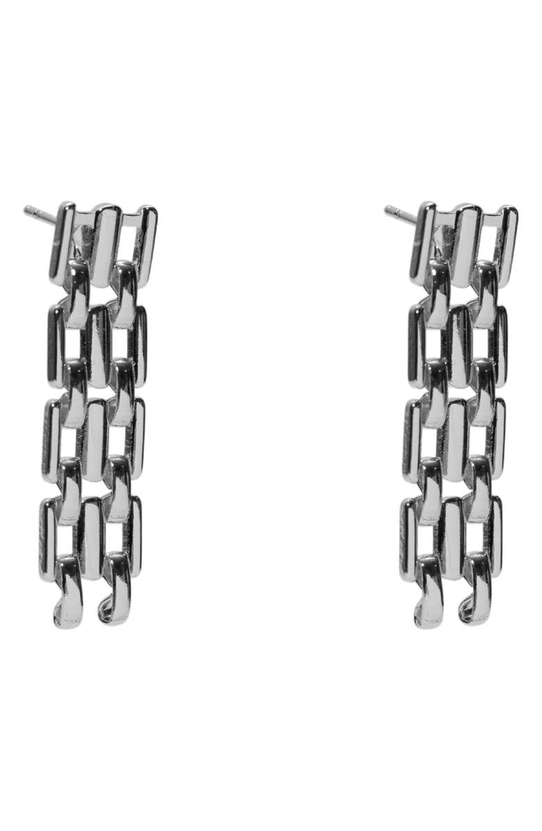 Argento Vivo Sterling Silver Panthera Link Linear Drop Earrings, Main, color, Silver