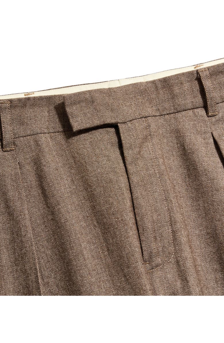 Billy Reid Pleated Cotton & Wool Dress Pants, Alternate, color, Brown