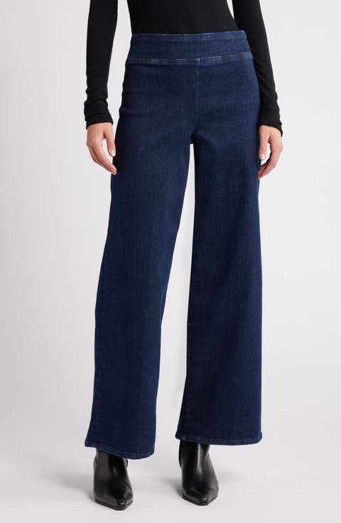 Jet Set Slim Palazzo Pull-On Jeans (Keller)