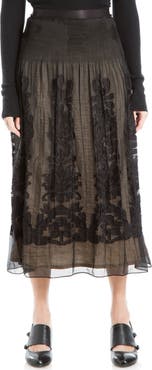 MAX STUDIO Floral Jacquard Overlay Midi Skirt