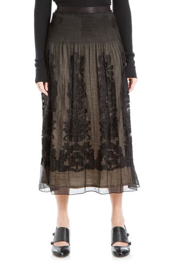 Max Studio Floral Jacquard Overlay Midi Skirt In Multi