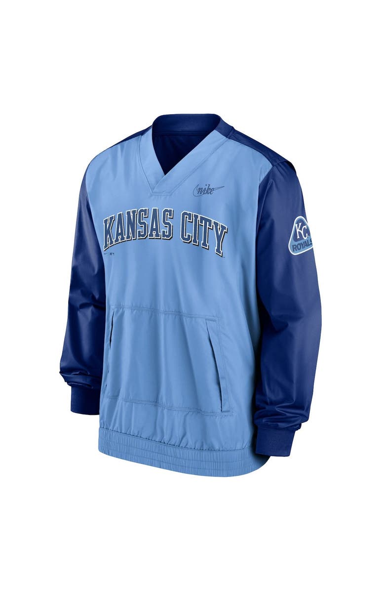 Nike Men's Nike Light Blue/Royal Kansas City Royals Cooperstown Collection V-Neck Pullover Windbreaker, Alternate, color,