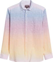 Johnston & Murphy Ombré Linen & Cotton Button-Up Shirt