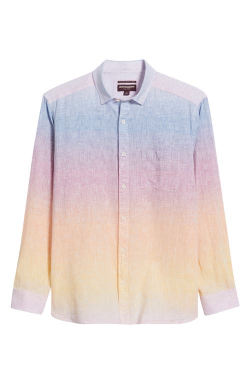 JOHNSTON & MURPHY JOHNSTON & MURPHY OMBRÉ LINEN & COTTON BUTTON-UP SHIRT