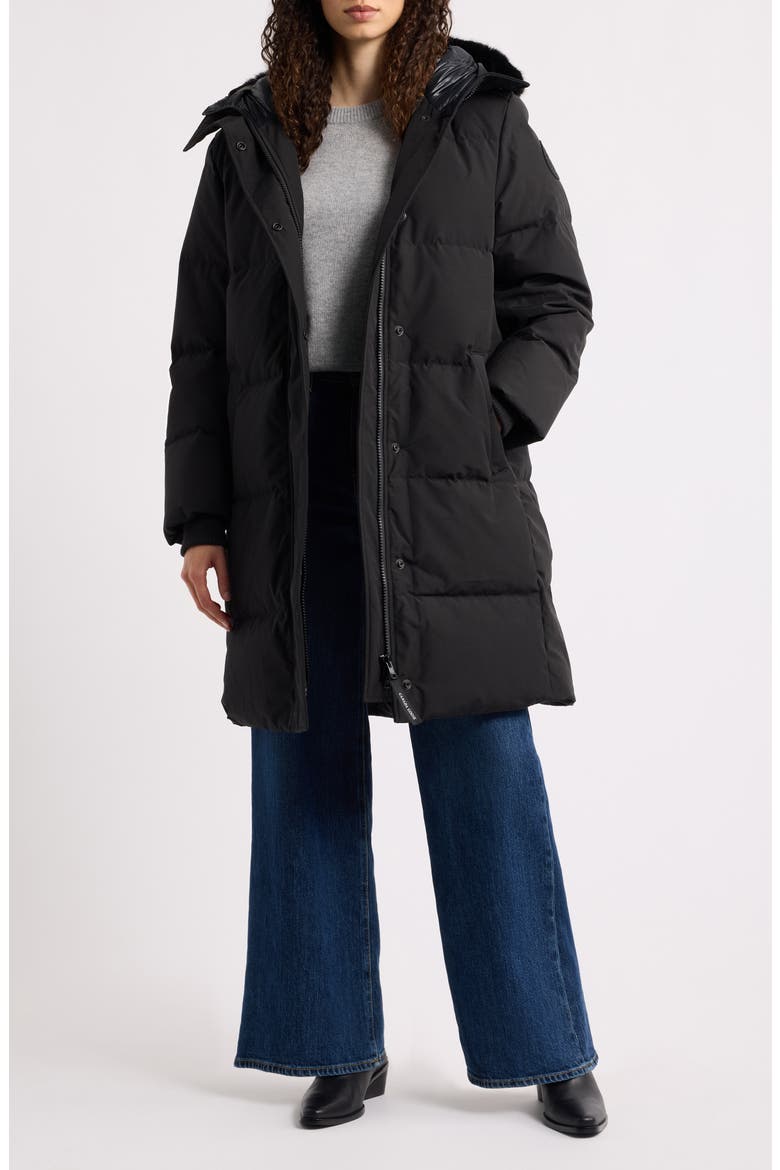 Louise Down Parka with Genuine Shearling Hood Trim, Alternate, color, BLACK - NOIR