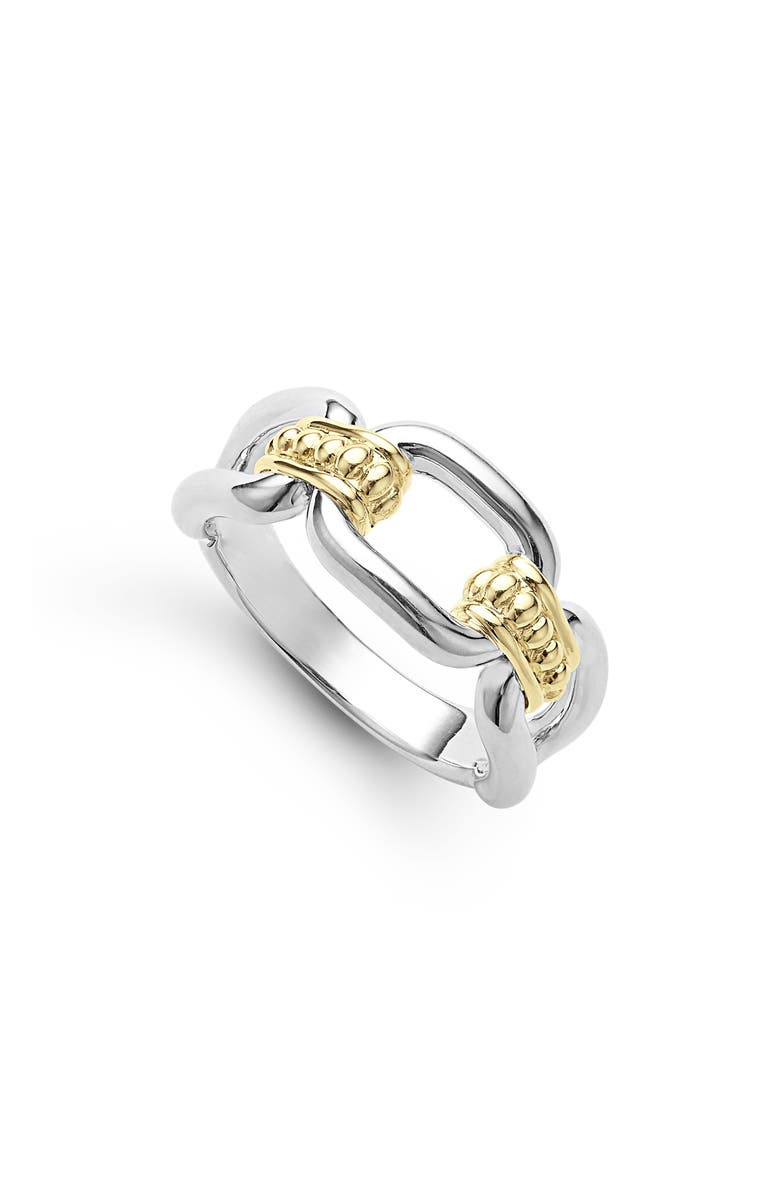 LAGOS Signature Caviar Oval Link Ring, Main, color, Silver Gold