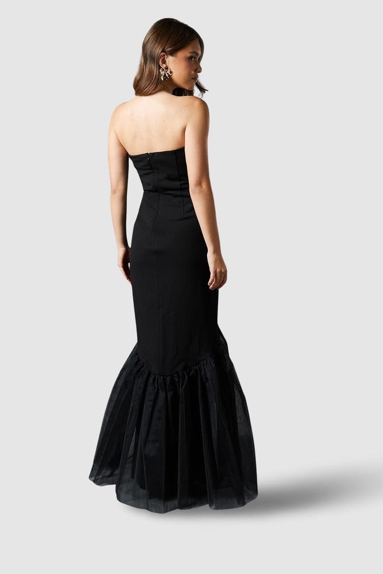 Strapless Fishtail Maxi Dress, Alternate, color, Black
