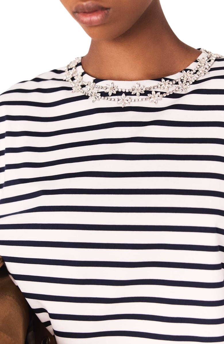 maje Striped long-sleeved T-shirt, Alternate, color, White/Navy