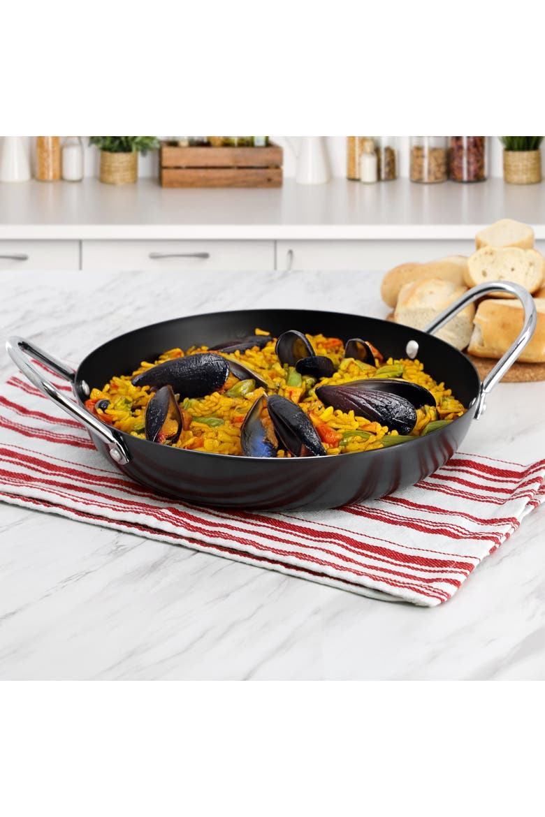 Smithfire 11 Inch Nonstick Carbon Steel Paella Pan, Alternate, color, Grey