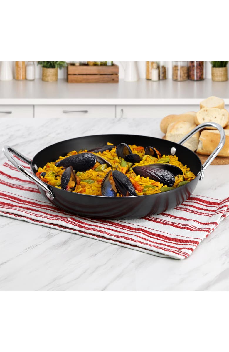 OSTER Smithfire 11 Inch Nonstick Carbon Steel Paella Pan, Alternate, color, Grey
