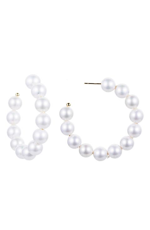 Double Loop Imitation Pearl Earrings