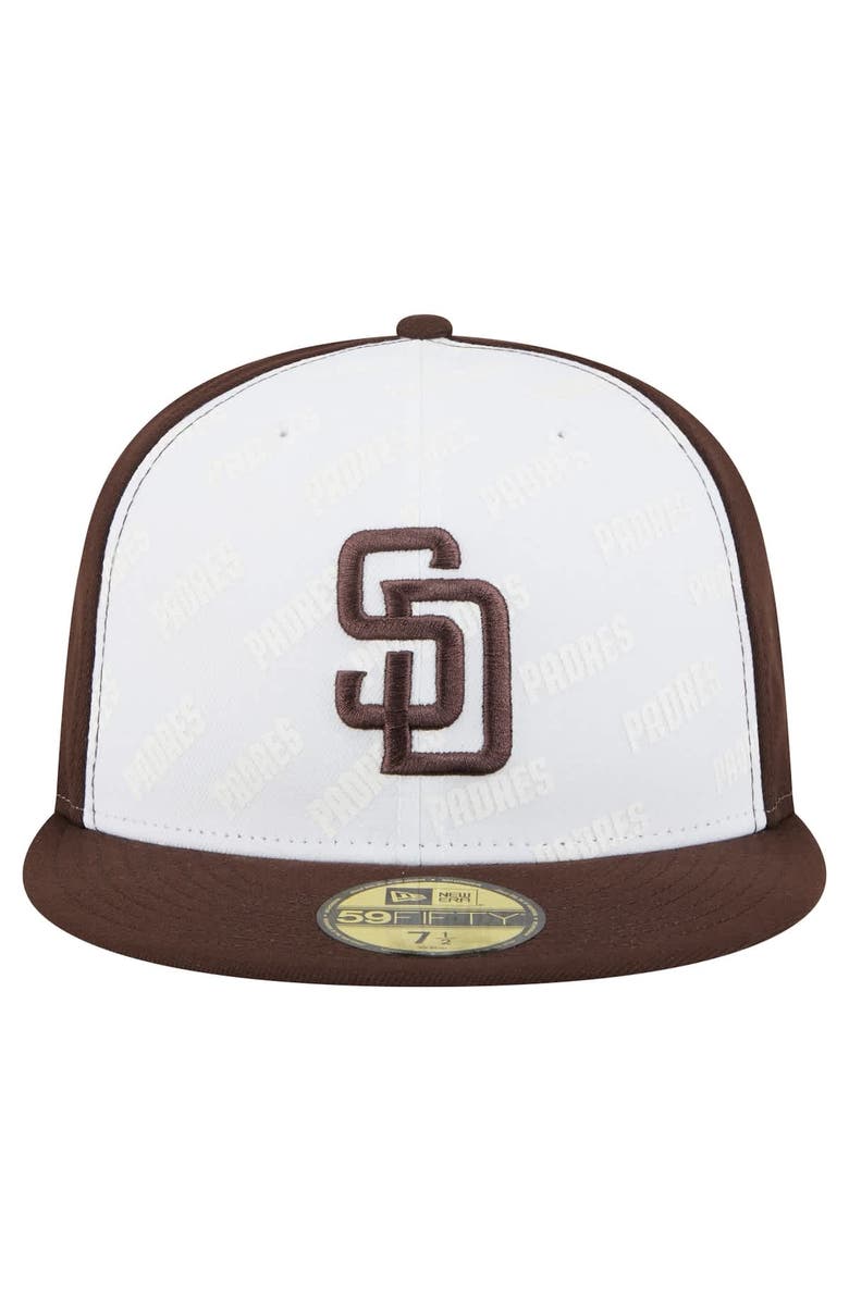 New Era Men's New Era White/Brown San Diego Padres Repeat 59FIFTY Fitted Hat, Alternate, color, White