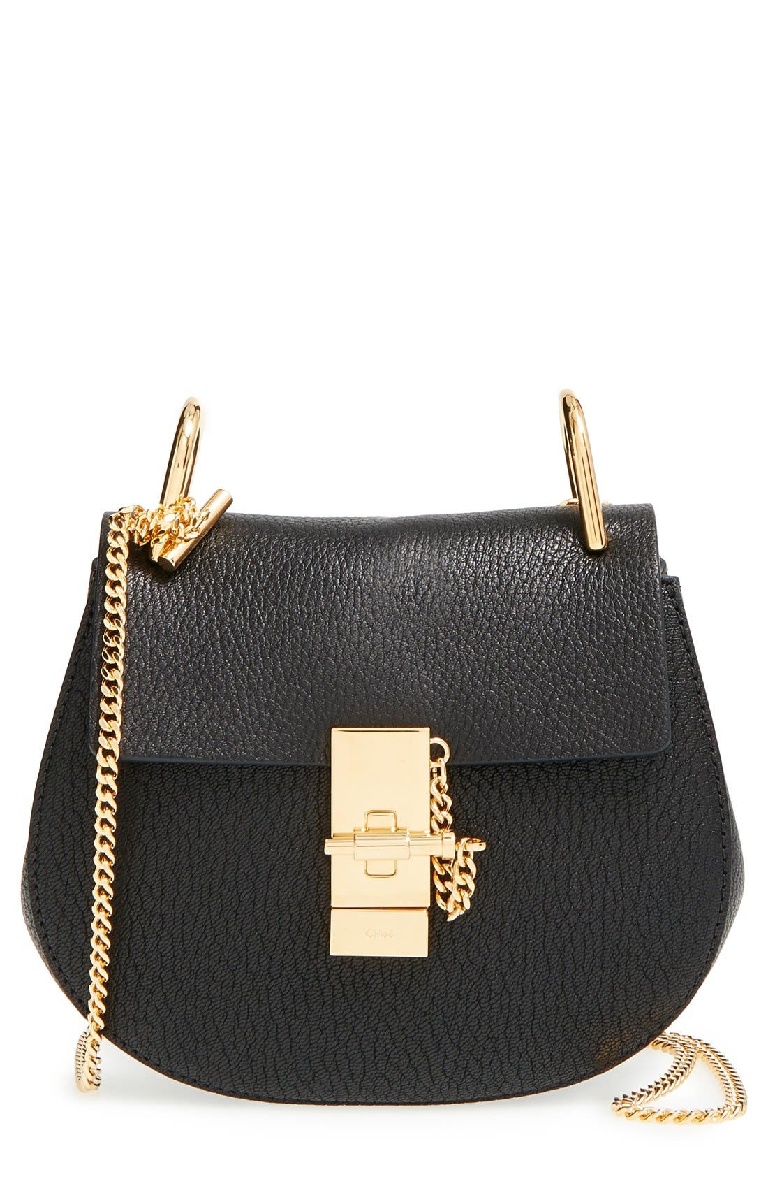 Chloé 'Mini Drew' Leather Shoulder Bag, Main, color, 