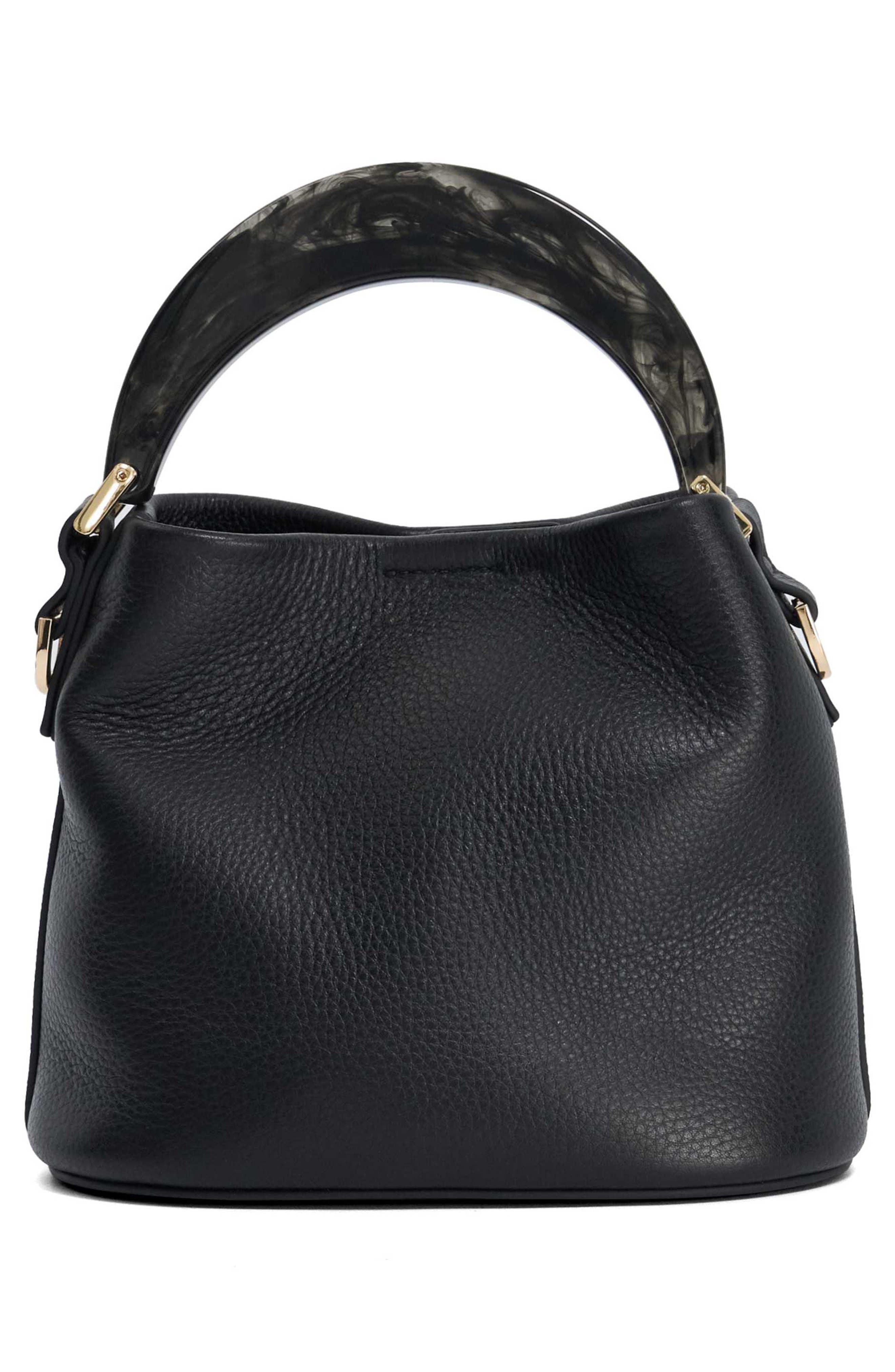 Dune London Dharla Leather Top Handle Bag, Alternate, color, Black