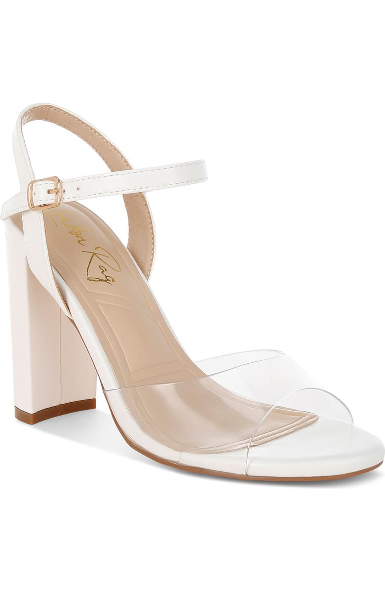 LONDON RAG Perta Block Heel Ankle Strap Sandal, Main, color, White