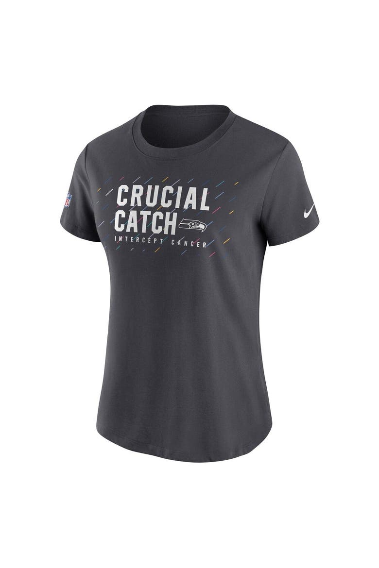 Women's Nike Anthracite Seattle Seahawks 2021 NFL Crucial Catch Performance T-Shirt, Alternate, color, Anthracite