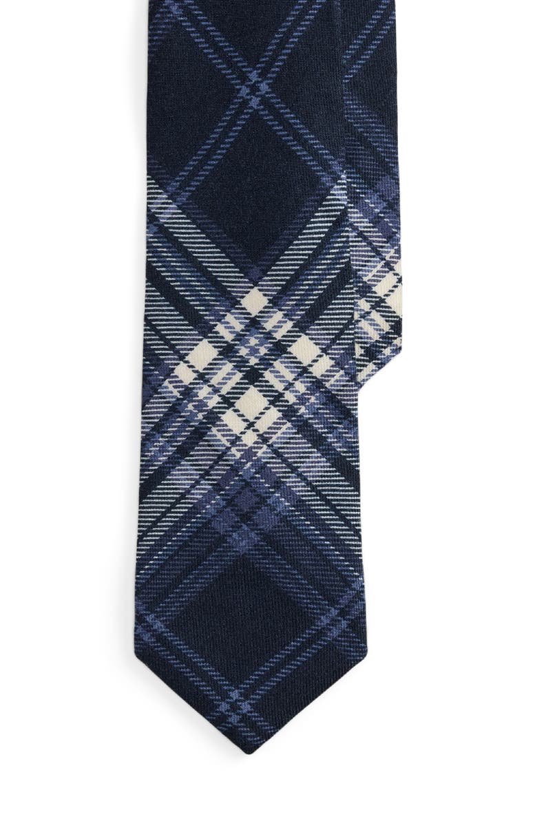 Ralph Lauren Purple Label Tonal Plaid Cashmere & Silk Tie, Main, color, Navy