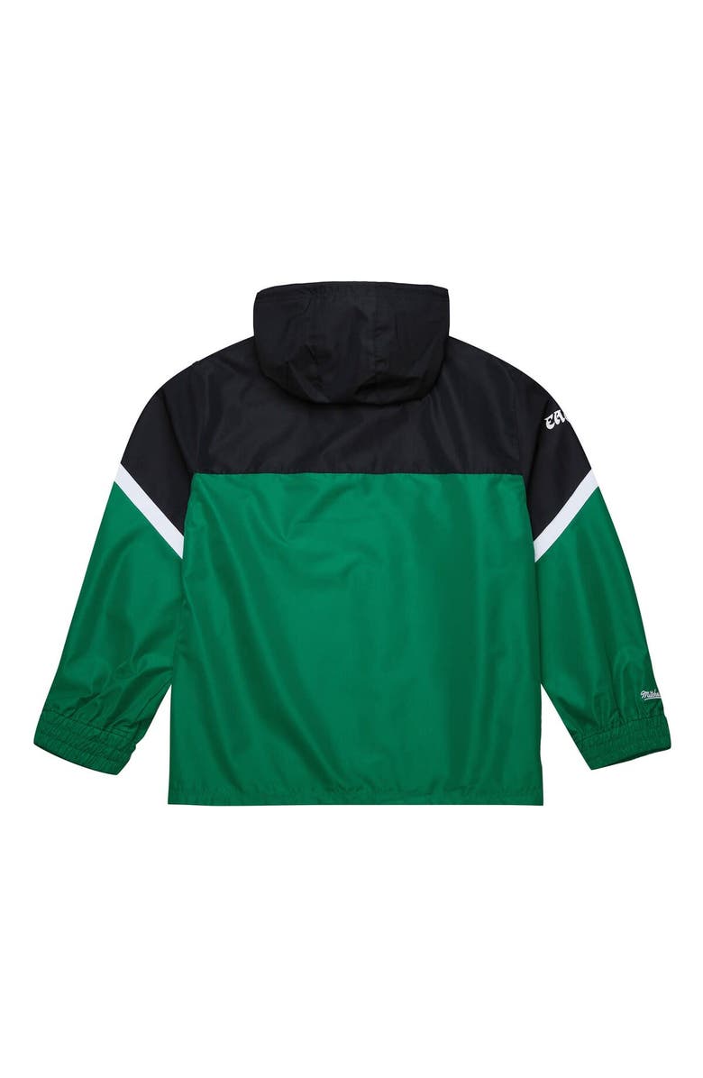 Mitchell & Ness Men's Mitchell & Ness Black/Green Philadelphia Eagles Tie Breaker Vintage Logo Lightweight Anorak Half-Zip Windbreaker, Alternate, color, Black