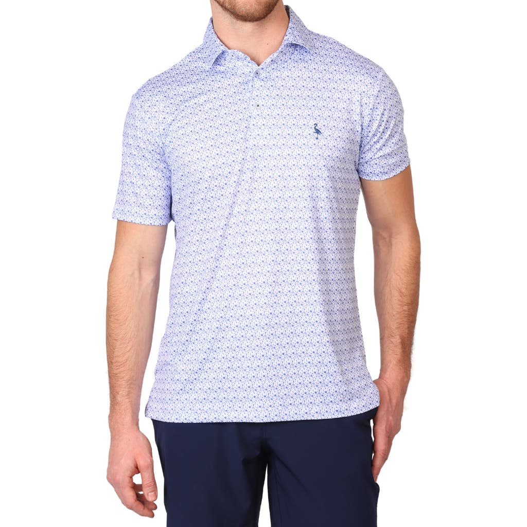 Shop Tailorbyrd Floral Print Performance Polo In Blue