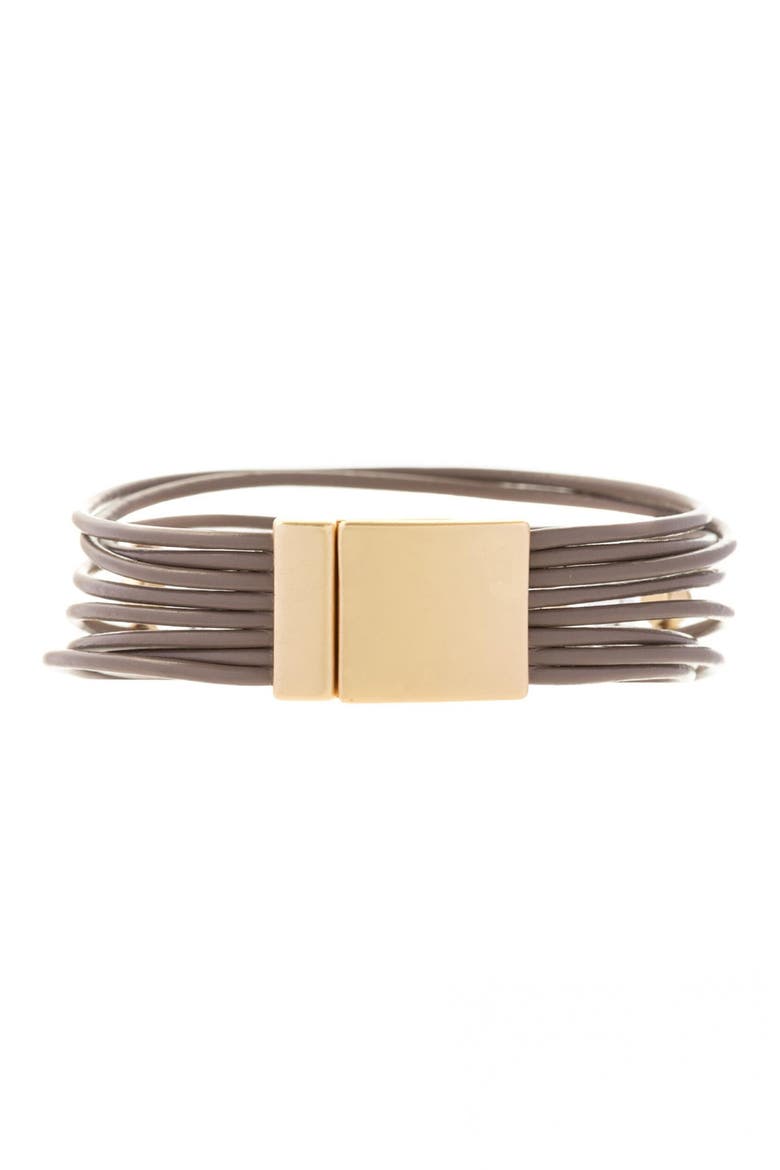 Crystal Embellished Leather Bracelet, Alternate, color, BROWN