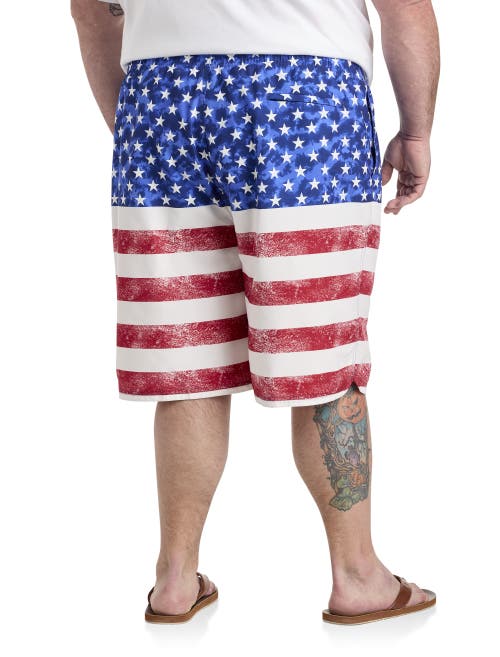 Harbor Bay By Dxl Big & Tall Patriotic Swim Trunks In Blue