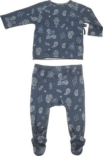 Bandana Wrap Top, Footie Leggings, Cap & Rattle Set