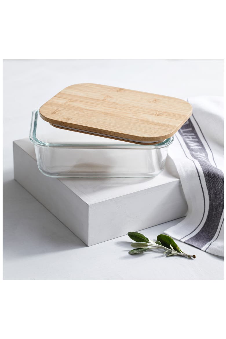 Medium Glass Food Storage Container, Main, color, CLEAR