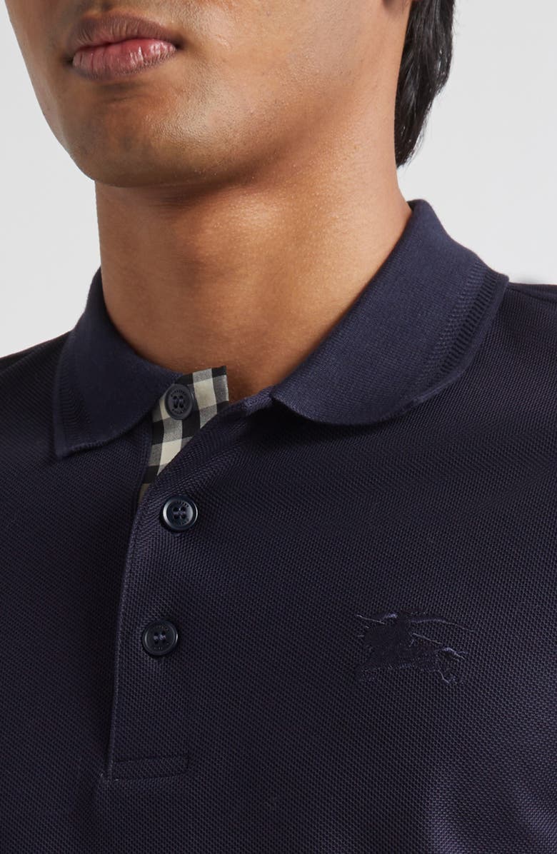 Burberry Eddie EKD Embroidered Cotton Piqué Polo, Alternate, color, Coal Blue