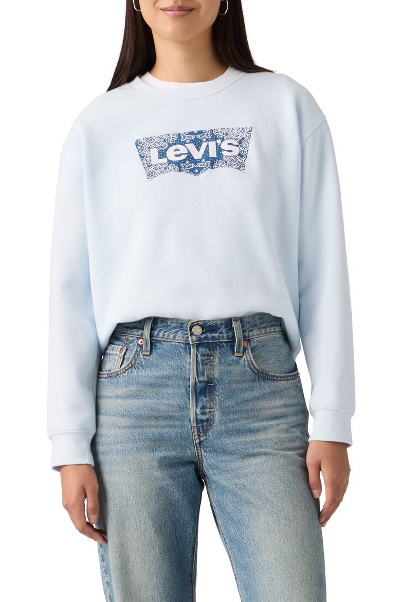 Everyday Cotton Blend Crewneck Sweatshirt, Main, color, BANDANA BW FILL T3 C