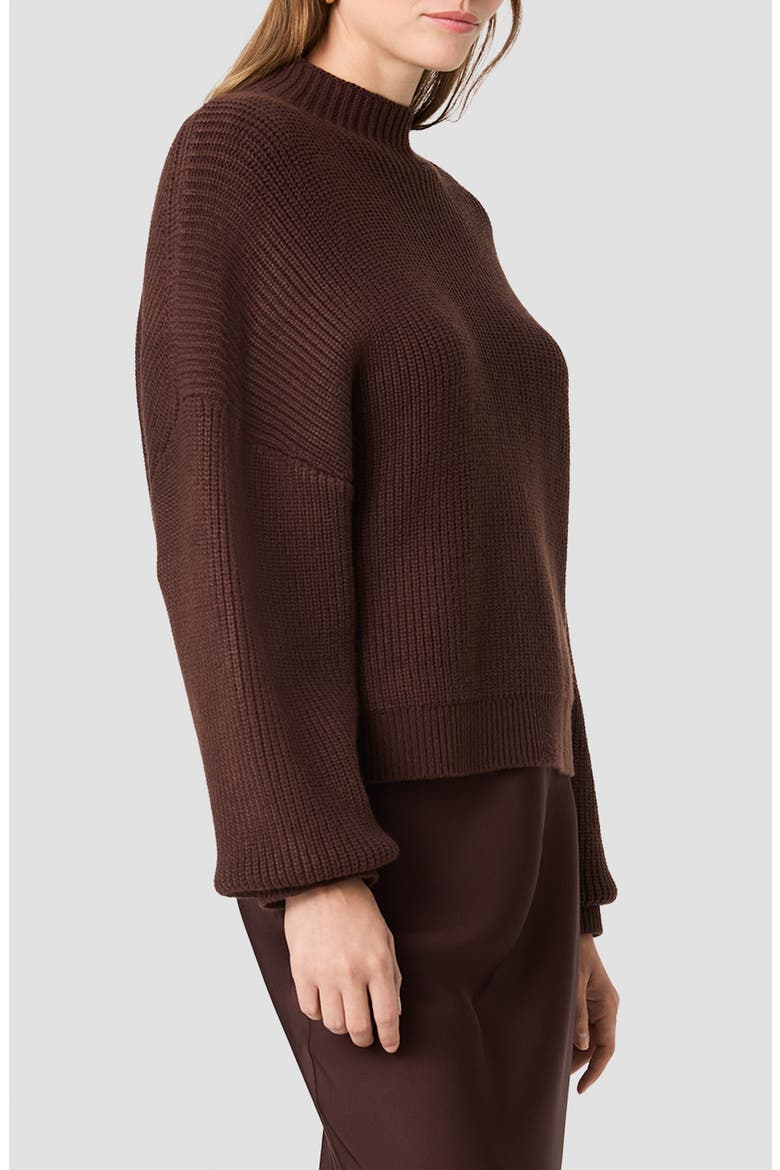 Babysoft Mock Neck Ribbed Sweater, Alternate, color, COCOA BROWN